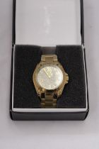 A MICHAEL KORS STYLE GOLD COLOURED WATCH IN PRESENTATION BOX