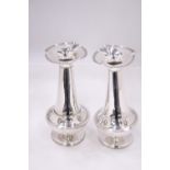A PAIR OF VINTAGE SILVER PLATED "BUD" VASES