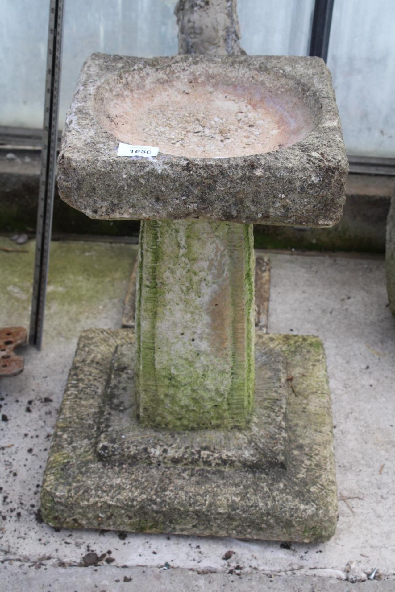 TWO RECONSTITUTED STONE BIRDBATHS WITH PEDESTAL BASES - Image 2 of 4