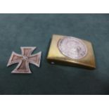 A WORLD WAR II NAZI GERMANY IRON CROSS SECOND CLASS (A/F), AND A GERMAN BELT BUCKLE