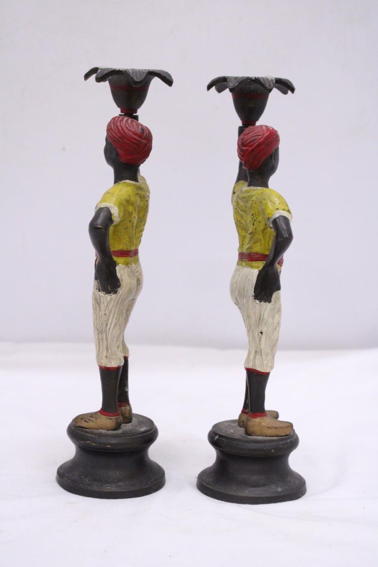 A PAIR OF 19TH CENTURY AUSTRIAN COLD PAINTED BRONZE BLACK A MOOR BOYS CANDLESTICKS - Image 5 of 5