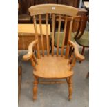 A VICTORIAN STYLE BEECH FARMHOUSE CHAIR