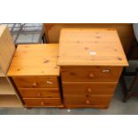 TWO SIMILAR PINE BEDSIDE CHESTS