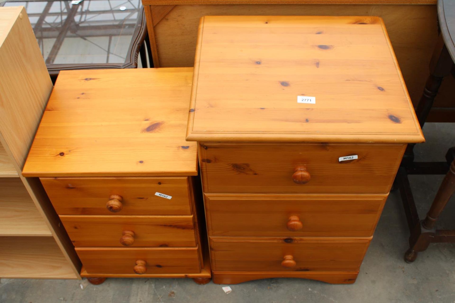 TWO SIMILAR PINE BEDSIDE CHESTS