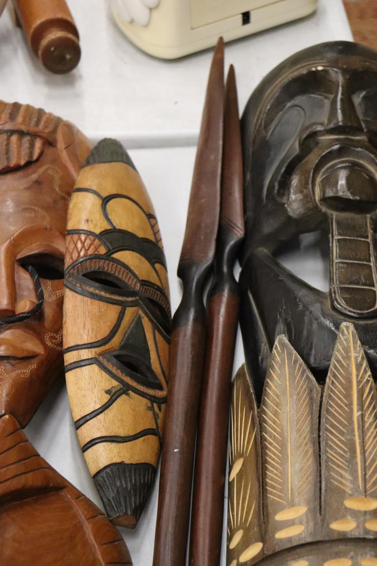 A LARGE COLLECTION OF AFRICAN MASKS, ETC - Image 6 of 7