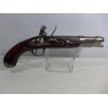 A REPLICA NON FIRING FRENCH FLINTLOCK PISTOL, 23CM BARREL, LENGTH 42CM