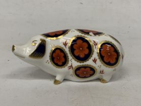 A ROYAL CROWN DERBY PIG (SECONDS)