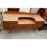 A RETRO TEAK DRESSING TABLE BASE, 57" WIDE