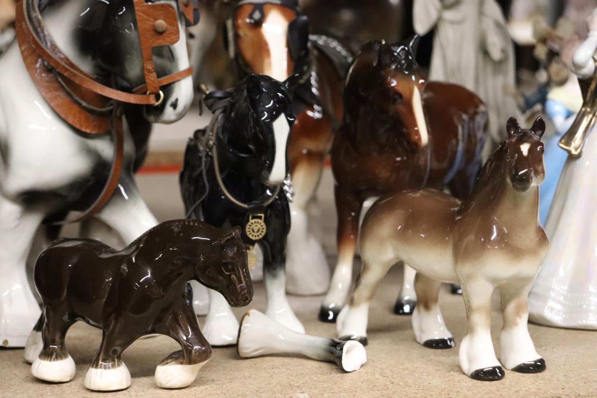 SEVEN CERAMIC HORSE FIGURES, SOME WITH HARNESSES, 1 A/F - Image 2 of 6