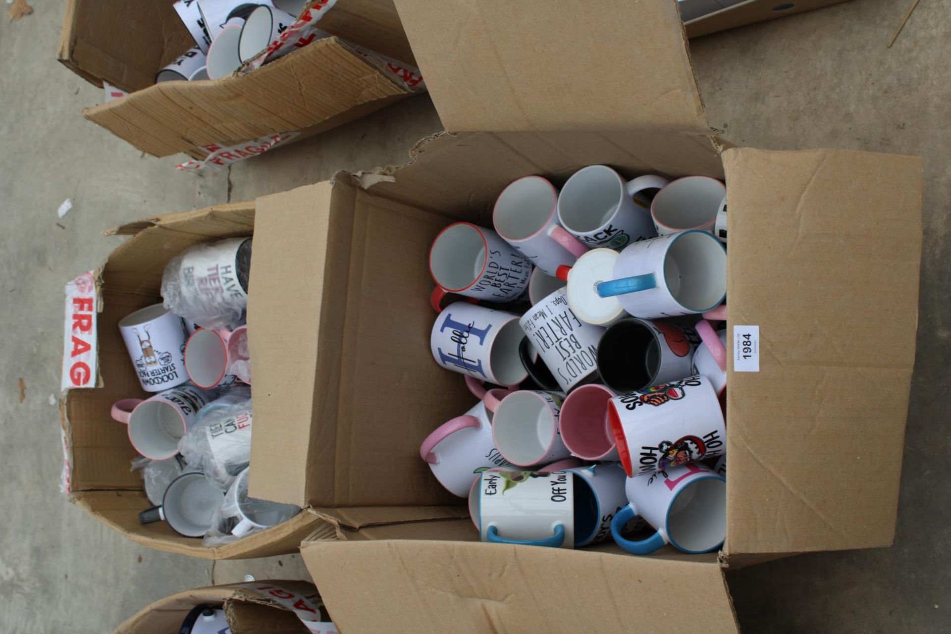 TWO BOXES OF ASSORTED NOVELTY MUGS