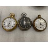 THREE POCKET WATCHES TO INCLUDE A VINTAGE SMITHS AND INGERSOLL PLUS A MODERN SMITHS