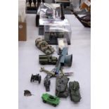 A QUANTITY OF MILITARY MODEL PLANES AND TANKS, ETC