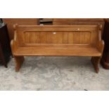 A VICTORIAN PITCH PINE PEW, 61" WIDE