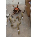 AN ASSORTMENT OF BRASS AND COPPER LIGHT FITTINGS