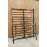 A VICTORIAN STYLE BRASS AND IRON 4' 6" BEDSTEAD