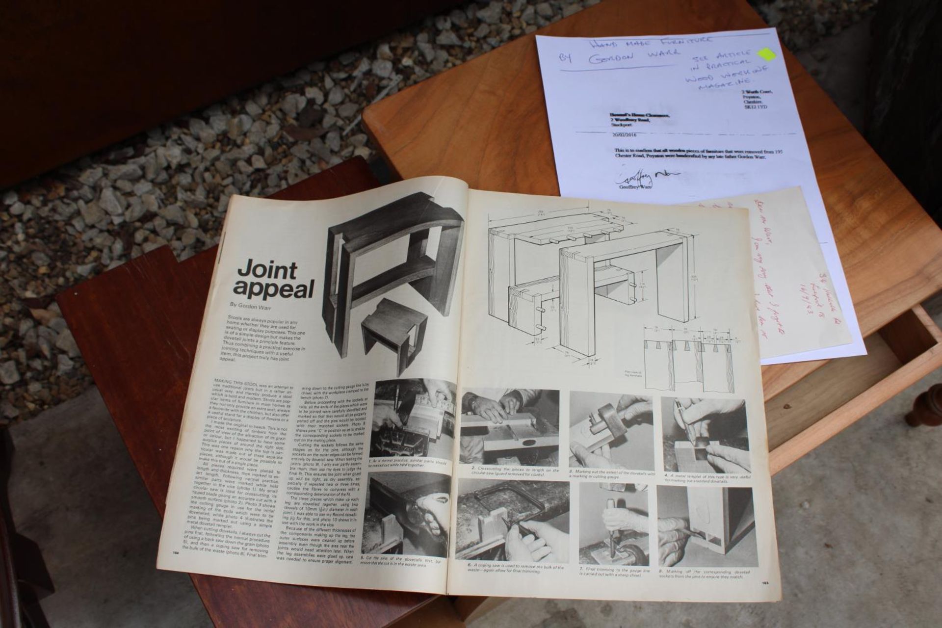 A BEECH AND MAHOGANY GORDON WARR STOOL, SEE ARTICLE IN 1983 WOOD WORKING MAGAZINE AND A SIMILAR LAMP - Image 4 of 7