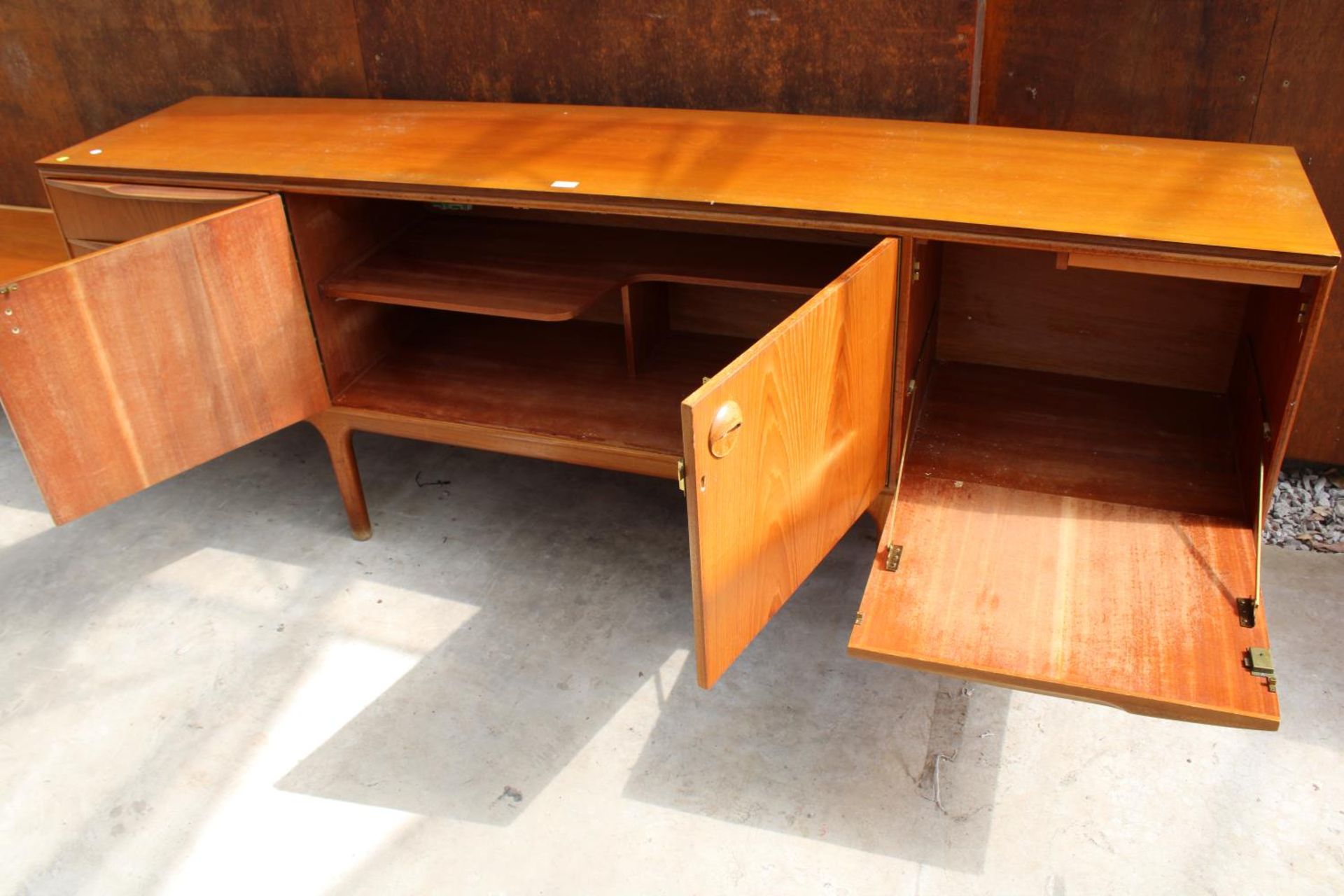 A McINTOSH RETRO TEAK SIDEBOARD ENCLOSING 3 DRAWERS AND 3 CUPBOARDS, 84" WIDE - Image 6 of 7
