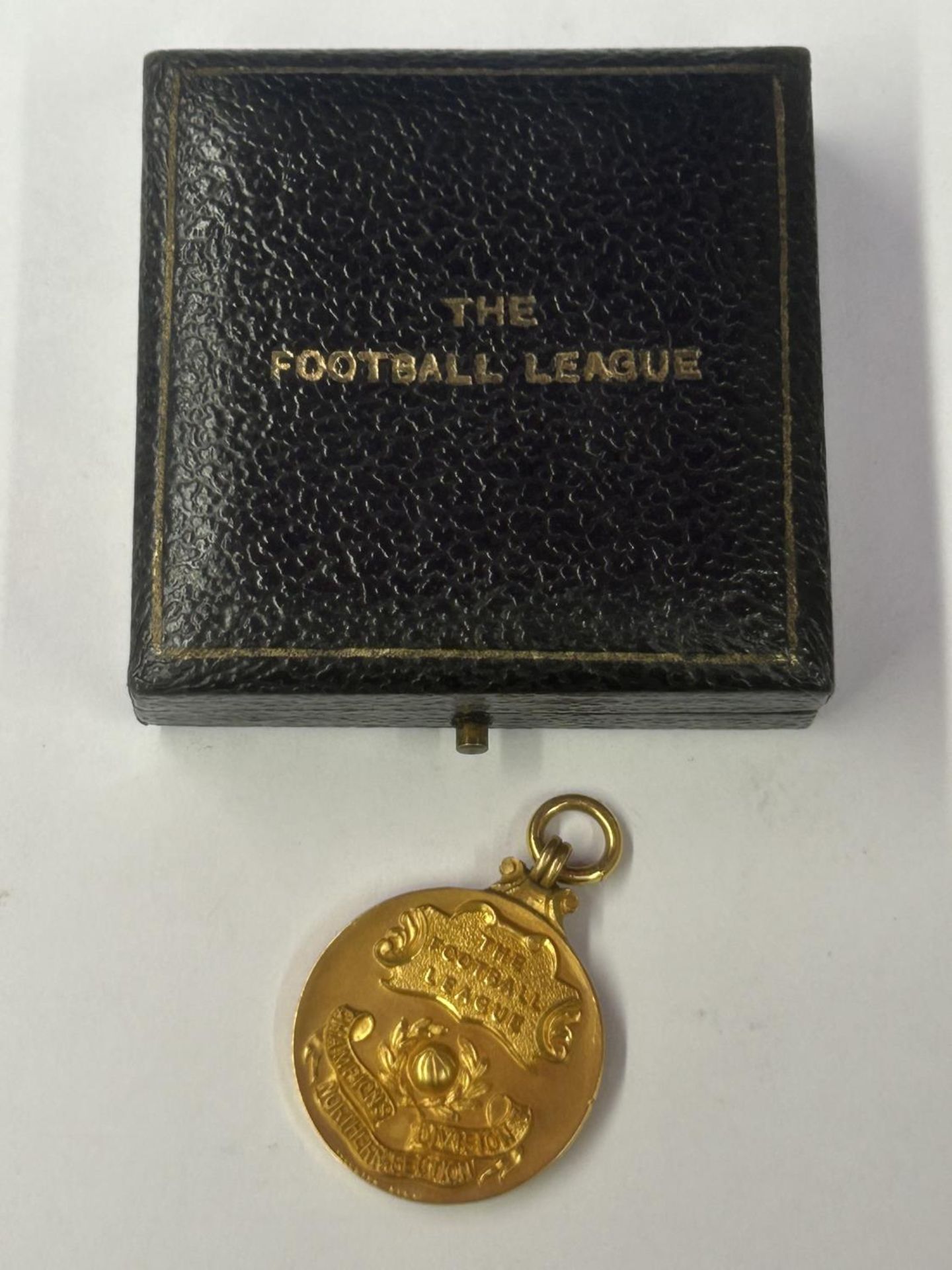 A HALLMARKED 9 CARAT GOLD FOOTBALL LEAGUE DIVISION 3 NORTHERN SECTION LEAGUE WINNERS MEDAL 1953-1954 - Image 5 of 5