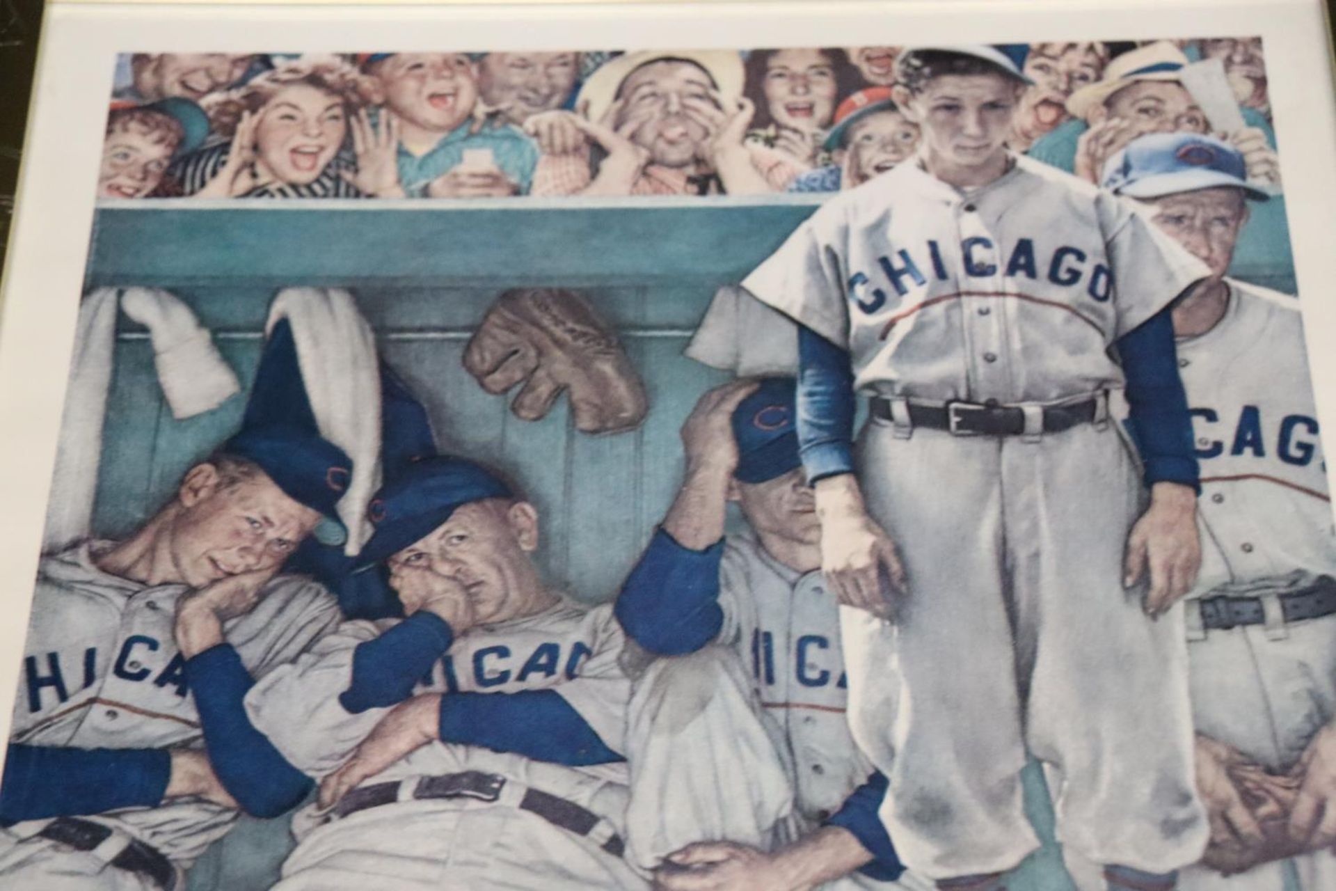 A FRAMED NORMAN ROCKWELL BASEBALL PRINT, 'BOTTOM OF THE NINTH' - Image 4 of 5