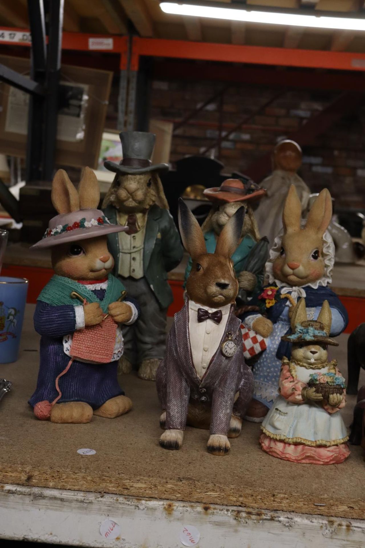 SIX LARGE RABBIT FIGURES TO INCLUDE BUSY BUNNIES BY REGENCY FINE ARTS