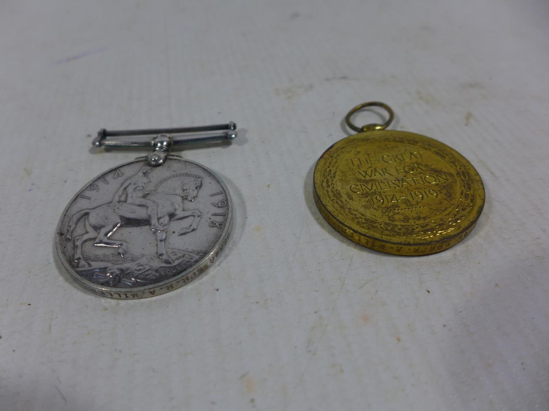 A WORLD WAR I MEDAL PAIR AWARDED TO 96346 SAPPER R A MILLER ROYAL ENGINEERS - Image 2 of 2