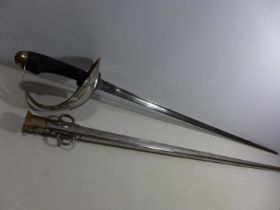 A REPLICA 1908 PATTERN CAVALRY TROOPERS SWORD AND SCABBARD, 89CM BLADE, LENGTH 110CM