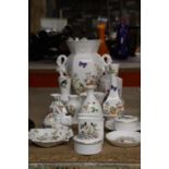 A COLLECTION OF AYNSLEY TO INCLUDE VASES, PIN TRAYS, RABBIT TRINKET BOX, ETC