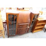 A MID 20TH CENTURY WALNUT SIDE BY SIDE BUREAU, 48" WIDE