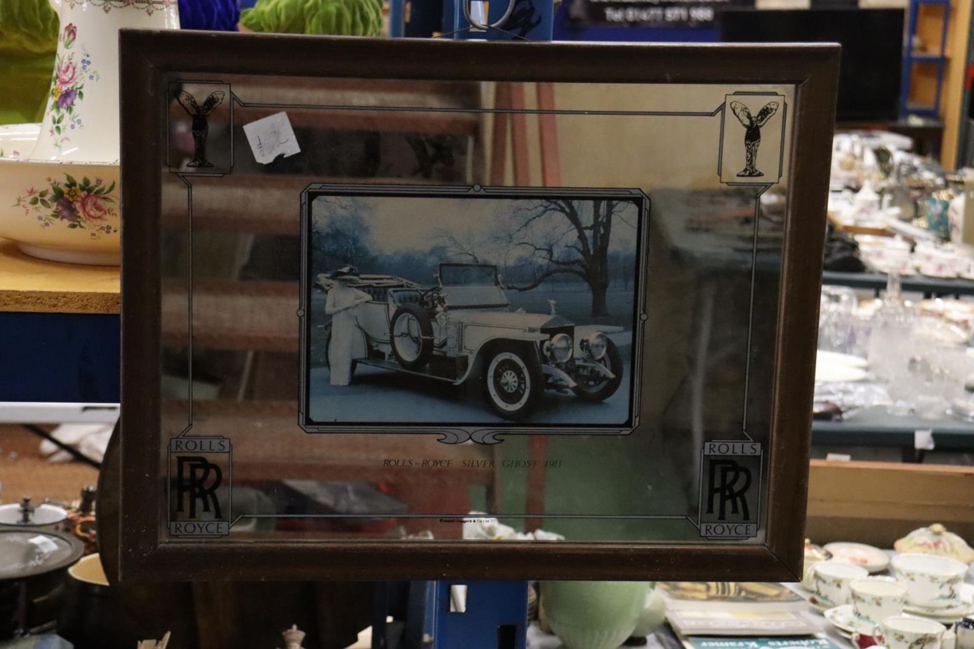 A ROLLS-ROYCE SILVER GHOST MIRROR, 61CM X 48CM