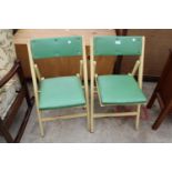 A PAIR OF 1950'S PAINTED FOLDING CHAIRS