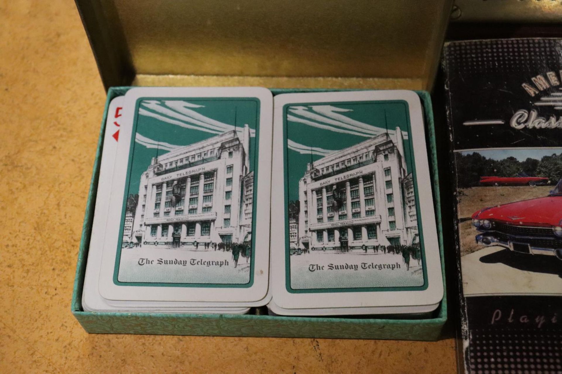 A BRASS CRIB BOARD AND THREE PACKS OF VINTAGE CARDS - Bild 4 aus 6