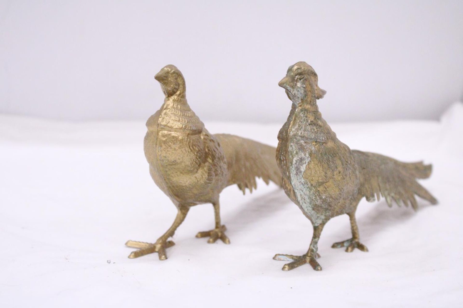 A PAIR OF COCK AND HEN PHEASANTS, HEIGHT 12CM, LENGTH 28CM - Image 2 of 4