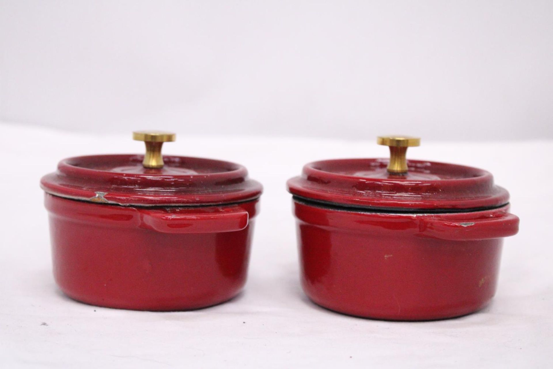 TWO MINI CAST IRON LIDDED COOKING POTS - Image 3 of 4