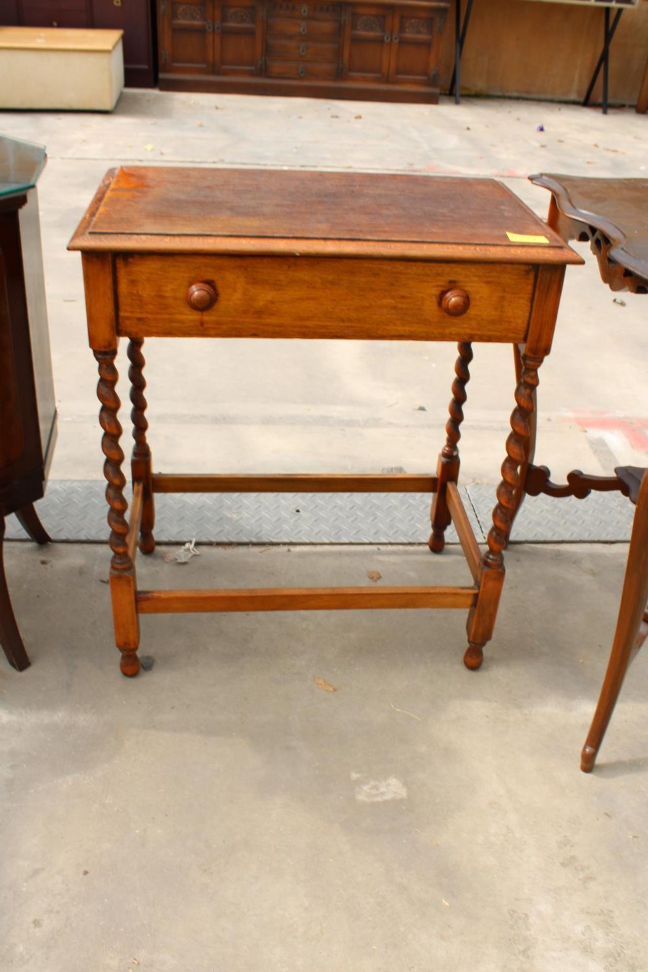 TWO LATE VICTORIAN MAHOGANY TWO TIER CENTRE TABLES AND OAK BARLEY-TWIST SIDE TABLE - Image 2 of 4