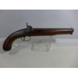A 19TH CENTURY PERCUSSION CAP 70 CALIBRE MILITARY SERVICE PISTOL, 24CM BARREL WITH PROOFS MARKS, THE