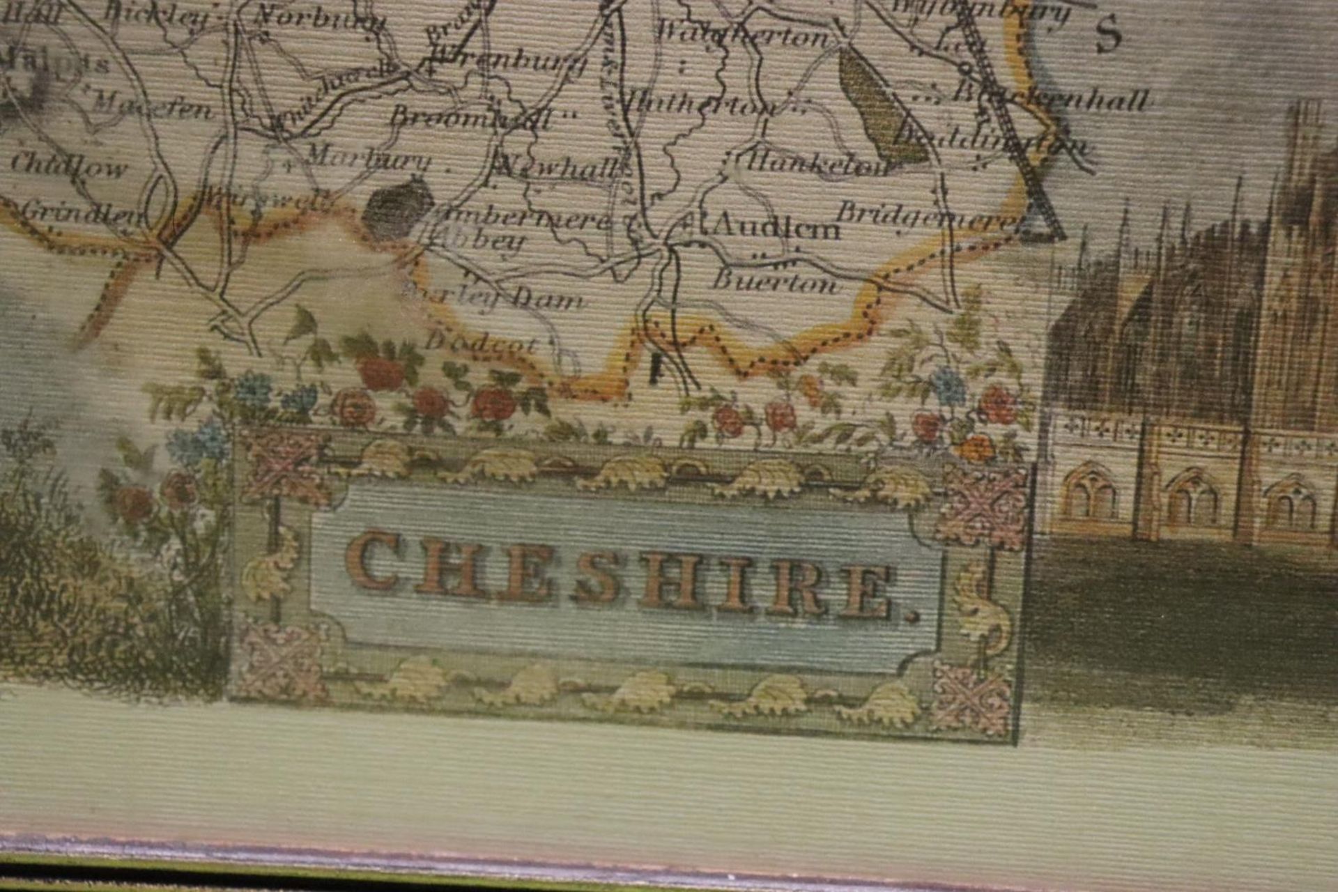 TWO FRAMED VINTAGE MAPS OF CHESHIRE AND THE ORIENT - Image 4 of 5