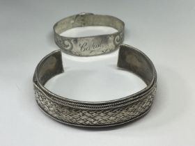 TWO SILVER BANGLES