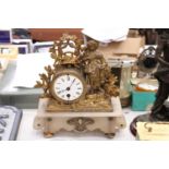 A LATE 19TH CENTURY, FRENCH, GILT MANTLE CLOCK, WITH FIGURE DESIGN