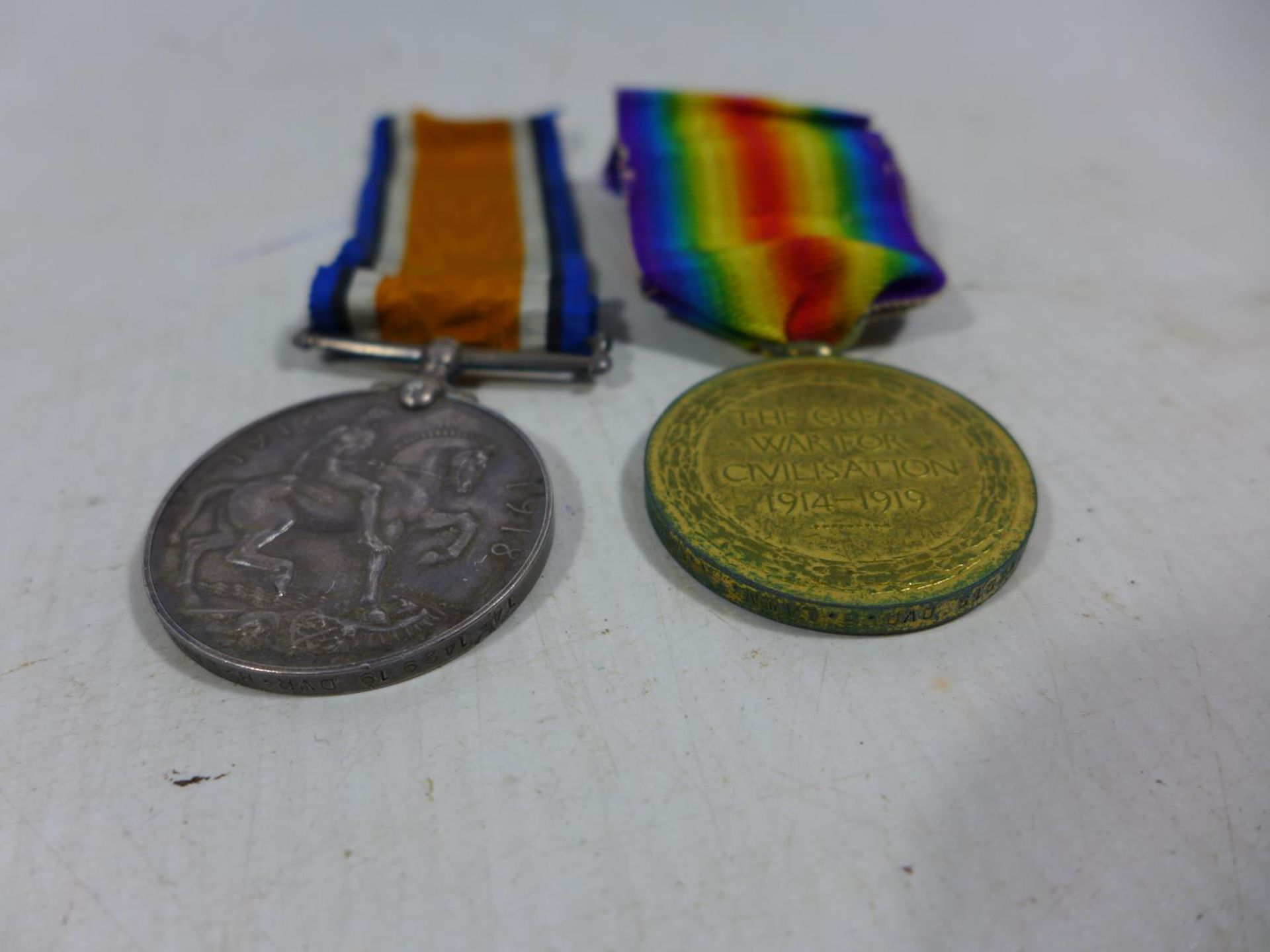 A WORLD WAR I MEDAL PAIR AWARDED TO T4 142919 DRIVER B LAWN ARMY SERVICES CORPS - Image 2 of 2