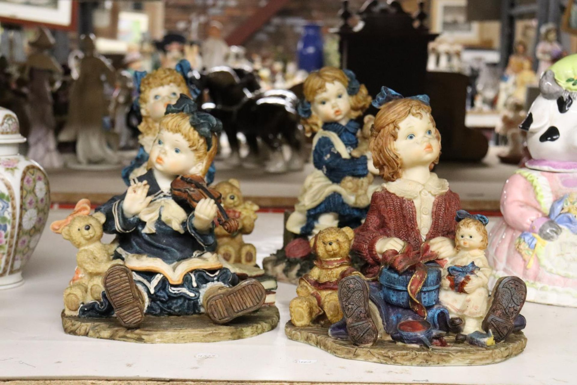 FOUR "BOYDS YESTERDAYS CHILD" DOLLSTONE COLLECTION STYLE FIGURES