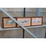 THREE SMALL FRAMED WOVEN PICTURES
