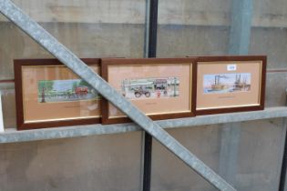 THREE SMALL FRAMED WOVEN PICTURES