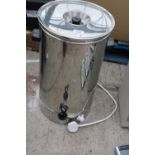 A STAINLESS STEEL TEA URN