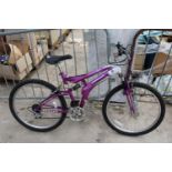 A LADIES UNIVERSAL MOUNTAIN BIKE WITH FRONT AND REAR SUSPENSION AND 15 SPEED GEAR SYSTEM