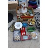 AN ASSORTMENT OF ITEMS TO INCLUDE CERAMICS, SCALES AND HORSE BRASSES ETC