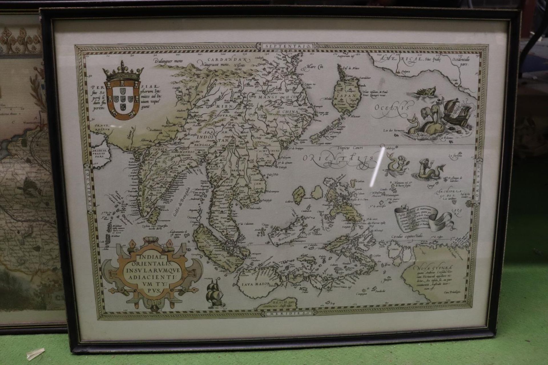 TWO FRAMED VINTAGE MAPS OF CHESHIRE AND THE ORIENT - Image 2 of 5