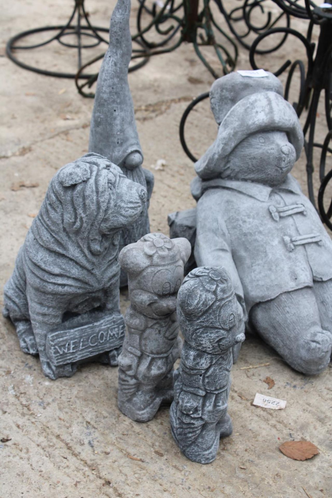 FIVE CONCRETE GARDEN FIGURES TO INCLUDE PADDINGTON BEAR AND A GONK ETC - Image 2 of 2