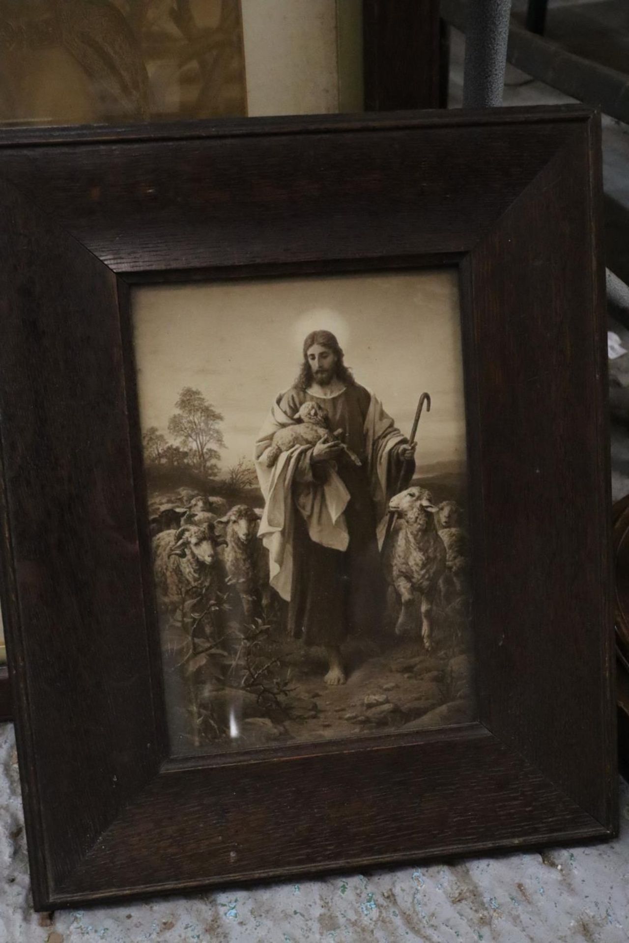 TWO FRAMED PRINTS OF JESUS TO INCLUDE ONE WITH LAMBS - Image 2 of 5