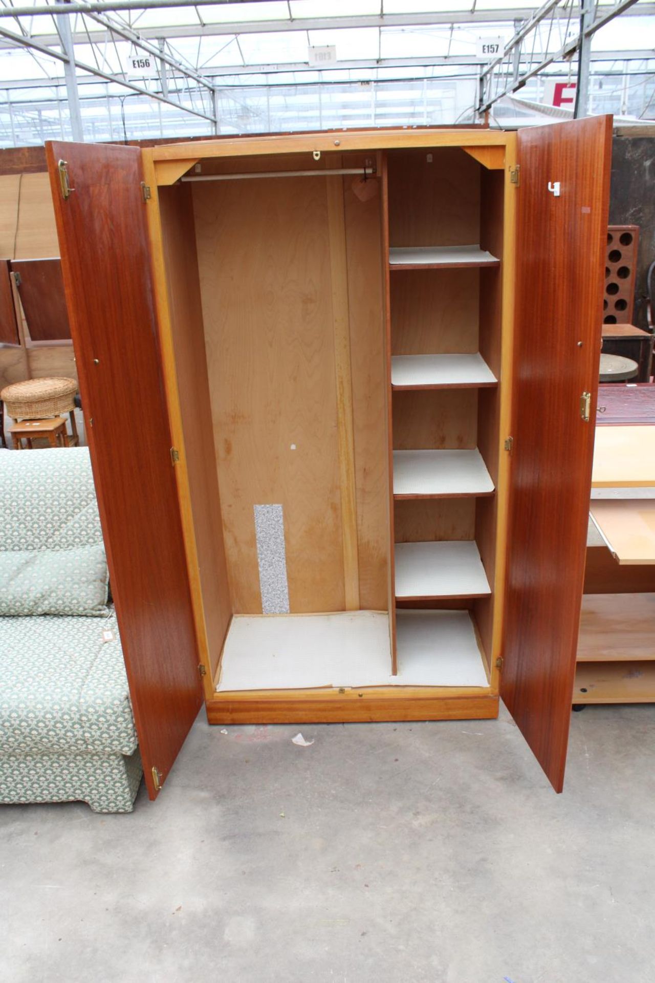 A RETRO TEAK TWO DOOR WARDROBE, 36" WIDE - Image 2 of 2