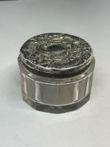 A HALLMARKED BIRMINGHAM SILVER LIDDED POT